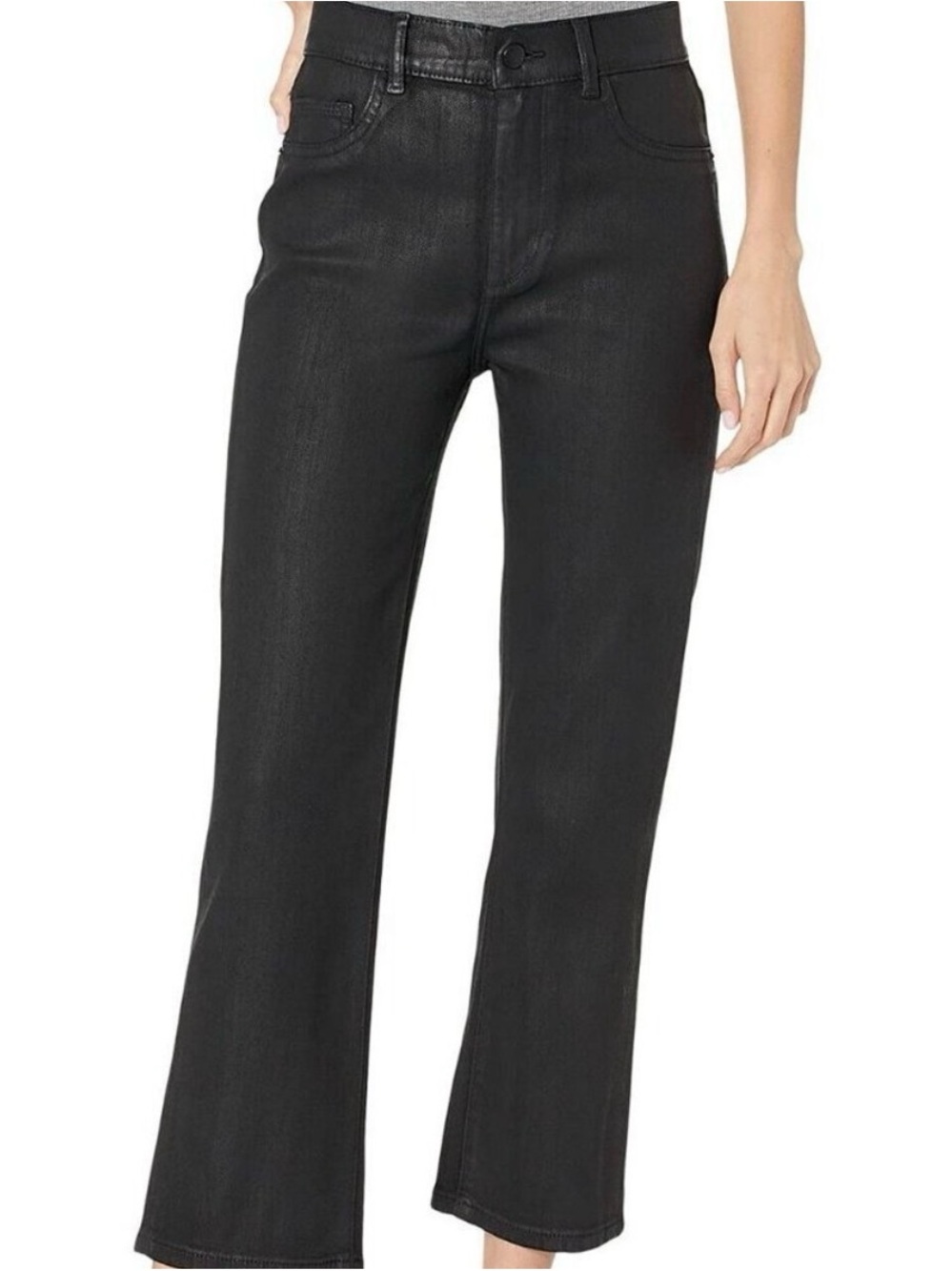 DL1961 Patti Straight High Rise Coated Jeans Black Size 27 EUC